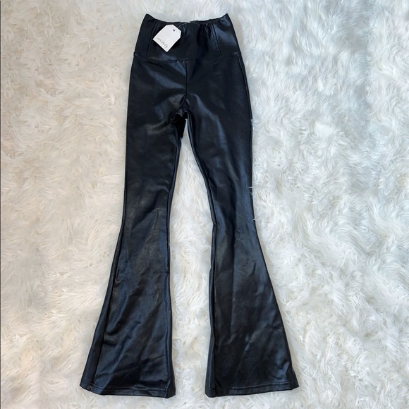 Wonderly Pants - Wonderly Pull On Faux Leather Flare Pants